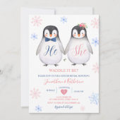 ペンギン・スノーフレーク彼または彼女が性別を明かす 招待状 (正面)