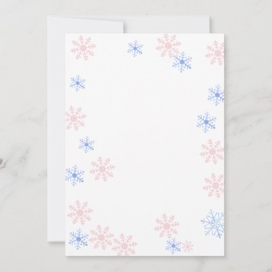 ペンギン・スノーフレーク彼または彼女が性別を明かす 招待状 (裏面)