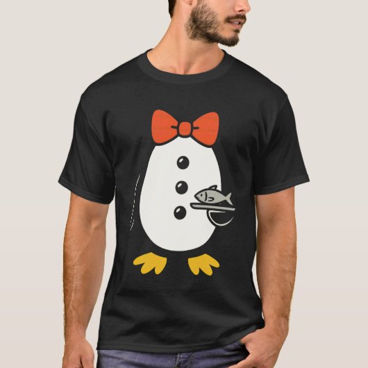 ペンギン タキシード コスチューム ウェイター サーバー 釣り ハロウィン Tシャツ (正面)