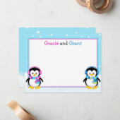 ペンギン・ツインズありがとう ノートカード (正面/裏面インサイチュ)