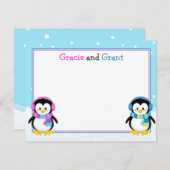 ペンギン・ツインズありがとう ノートカード (正面/裏面)