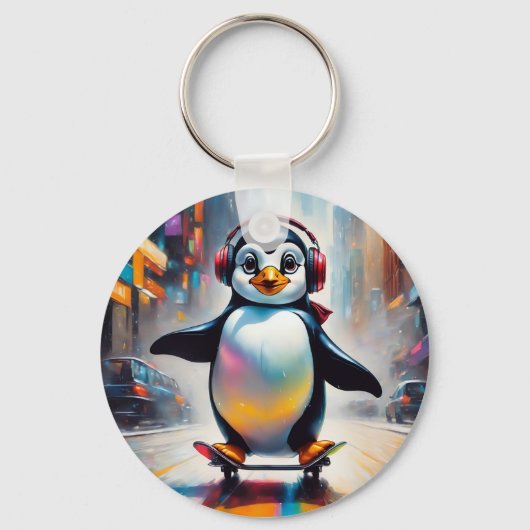 ペンギン・デジタ絵画ル・アークールト キーホルダー (正面)