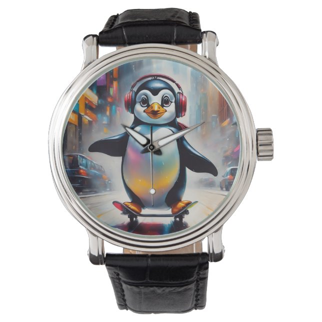 ペンギン・デジタ絵画ル・アークールト 腕時計 (正面)