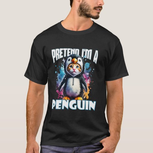 ペンギン・デ・猫好きのハロウィーンの衣装 Tシャツ (正面)