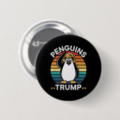 ペンギン トランプ 面白い レジスト 抗議 デザイン 缶バッジ (正面&裏面)