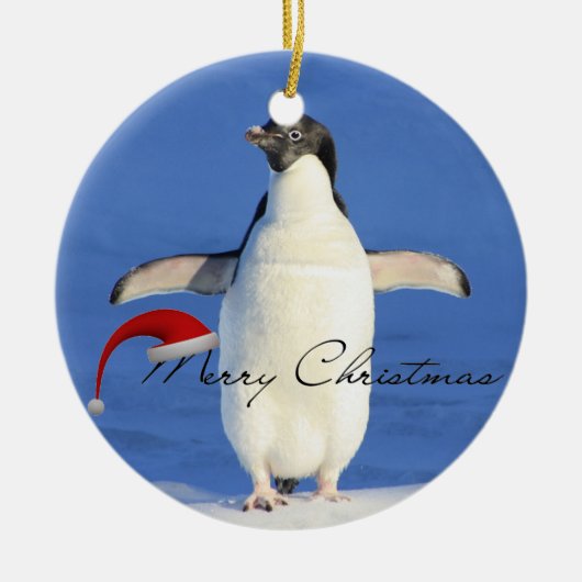 ペンギン・ハグ・クリスマス セラミックオーナメント (正面)