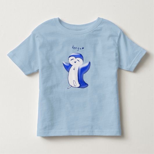 ペンギン ハッピー ペンギン (ブルー) 幼児用Tシャツ トドラーTシャツ (正面)