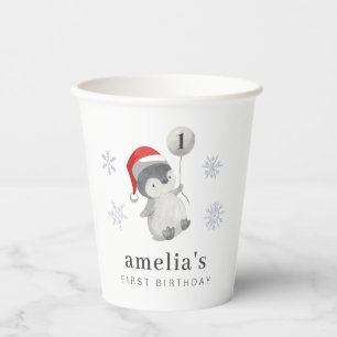 ペンギン・バルーン1歳の誕生日 紙コップ