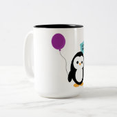 ペンギン，バルーン，かわいい ツートーンマグカップ (正面左)