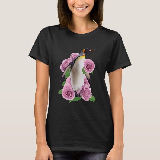 ペンギン フラワー アニマルプリント アニマル Tシャツ (正面)