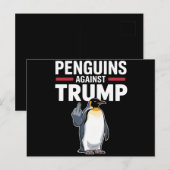 ペンギン・フリッパーがトランプに対抗するペンギン ポストカード (正面/裏面)