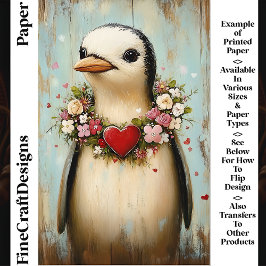 ペンギン、フローラルハートガーランド CH7 スクラップブック用紙