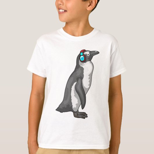 ペンギン ミュージック ヘッドホン Tシャツ (正面)