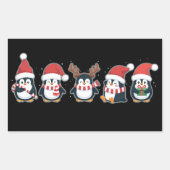 ペンギン メリークリスマス 北極圏 ホリデー 動物 長方形シール (正面)