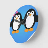 ペンギン·ラブ ラウンド壁時計 (傾斜)