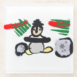 ペンギン ロック クリスマス ガラスコースター