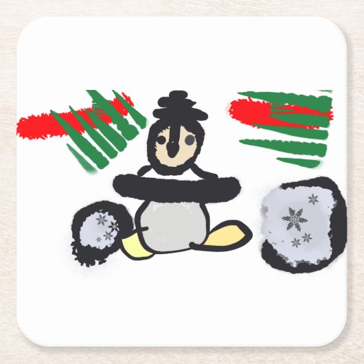 ペンギン ロック クリスマス スクエアペーパーコースター (正面)