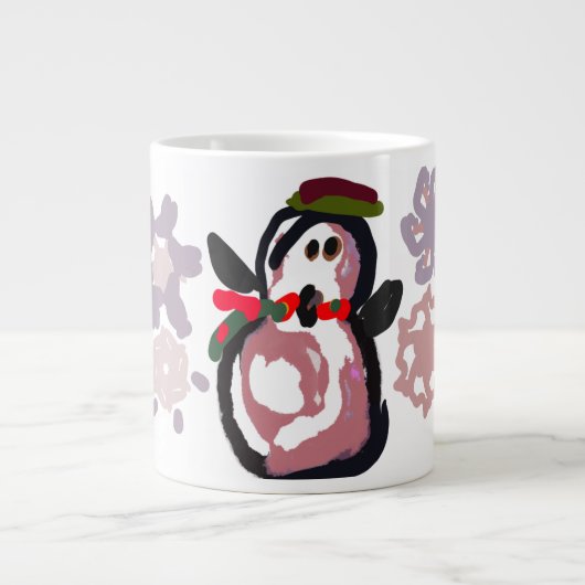 ペンギン 冬 ジャンボコーヒーマグカップ (正面)