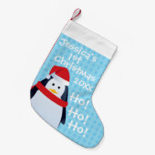 ペンギン - 名入れの初めてのクリスマス スモールクリスマスストッキング (正面 (吊り時))