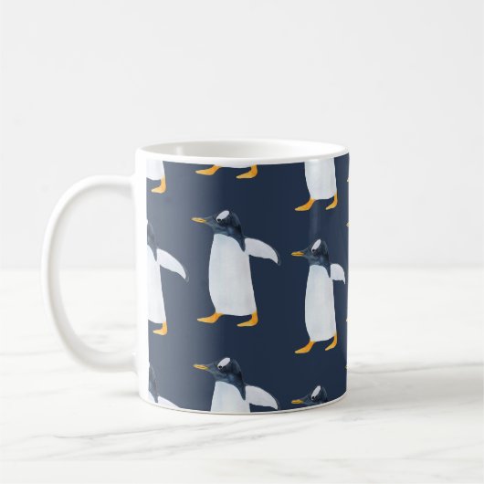 ペンギン:暗い水色(小) コーヒーマグカップ (左)
