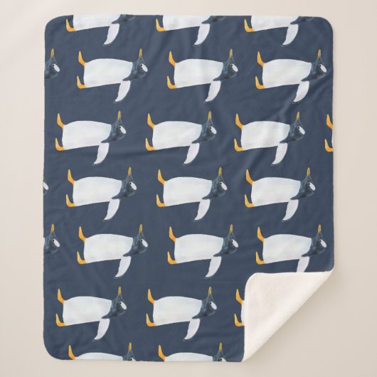 ペンギン:暗い水色(小) シェルパブランケット (正面)