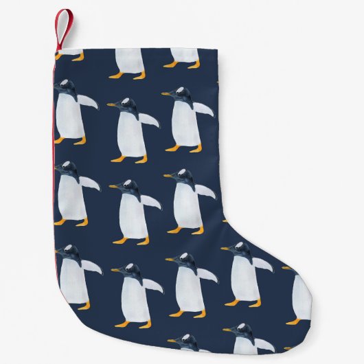 ペンギン:暗い水色(小) スモールクリスマスストッキング (正面)