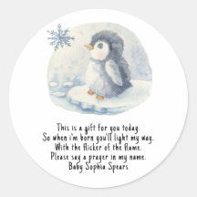 ペンギン。祈りの言葉キャンドルラベル