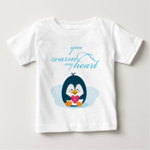 ペンギン「私のハートを温める」 ベビーTシャツ