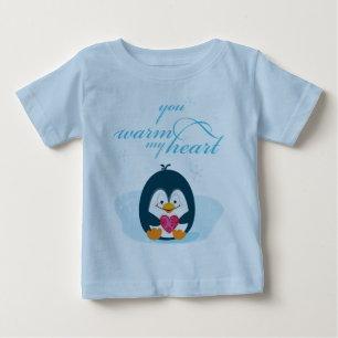 ペンギン「私のハートを温める」 ベビーTシャツ