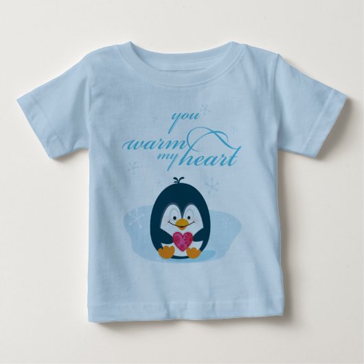 ペンギン「私のハートを温める」 ベビーTシャツ (正面)