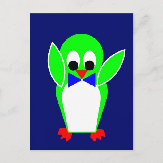 ペンギン – 緑 ポストカード (正面)