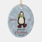 ペンギン - 赤ちゃんの初めてのクリスマス セラミックオーナメント (右)