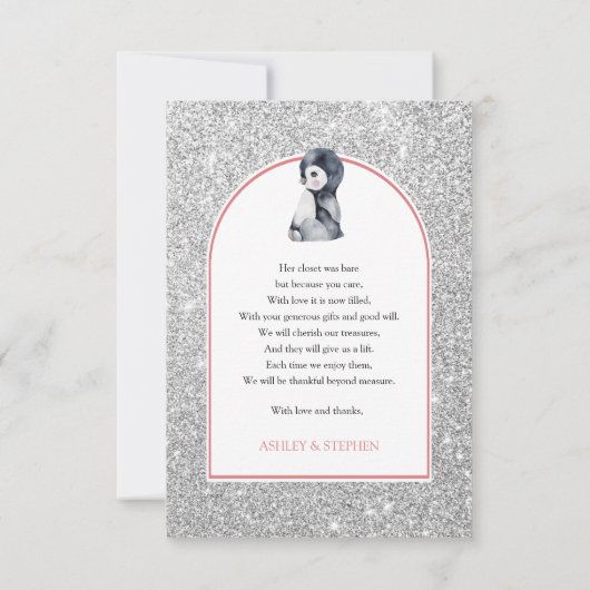 ペンギン |雪だるまウィンターONEderland誕生日 サンキューカード (裏面)