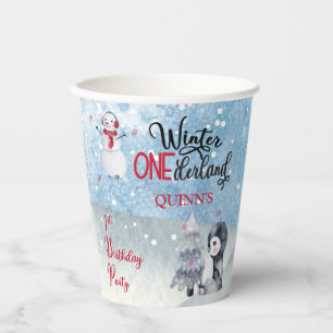 ペンギン  雪だるまウィンターONEderland 1歳の誕生日  紙コップ
