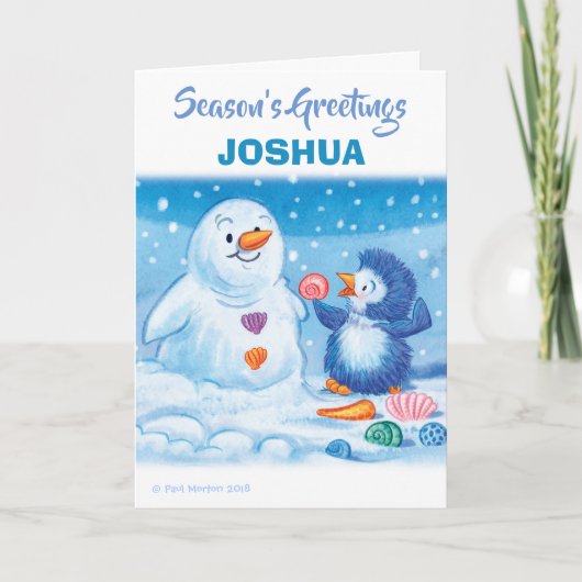 ペンギン&雪だるまミディアムクリスマスカード シーズンカード (正面)