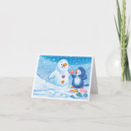 ペンギン&雪だるま大型クリスマスカード シーズンカード