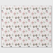 ペンギン、雪だるま、クリスマスツリー ラッピングペーパー (フラット)