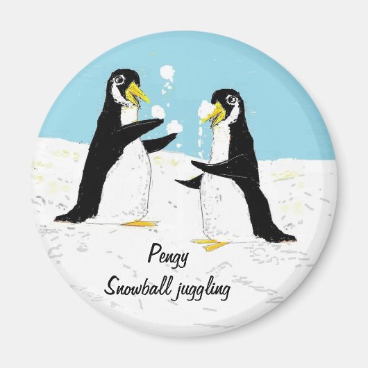 ペンギン、雪玉ジャグリング マグネット (正面)