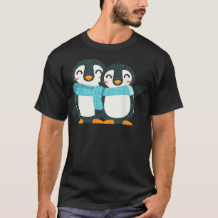 ペンギンBFFスカーフ漫画雪の冬かわいい動物 Tシャツ
