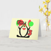 ペンギンIは3誕生日Tシャツとギフト カード (黄色い花)