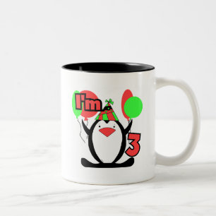 ペンギンIは3誕生日Tシャツとギフト ツートーンマグカップ
