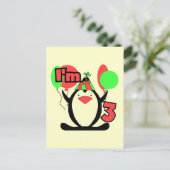 ペンギンIは3誕生日Tシャツとギフト ポストカード (スタンド正面)