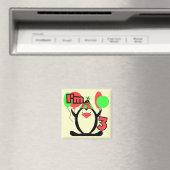 ペンギンIは3誕生日Tシャツとギフト マグネット (インサイチュ (食洗機))