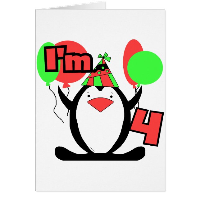 ペンギンIは4誕生日Tシャツとギフト (正面)