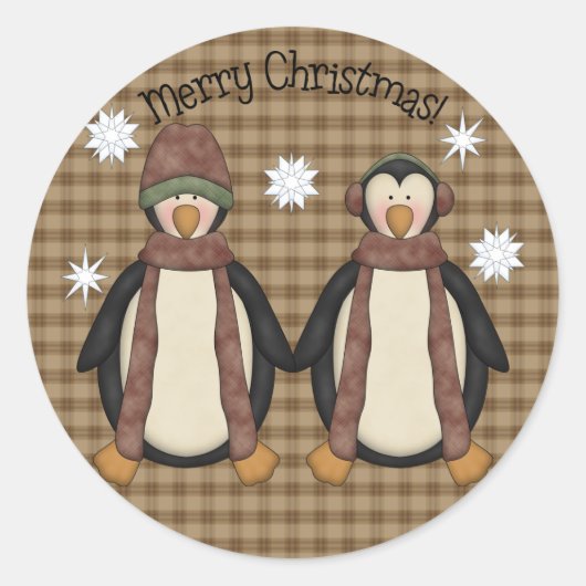 ペンギンPalsクリスマスステッカー ラウンドシール (正面)
