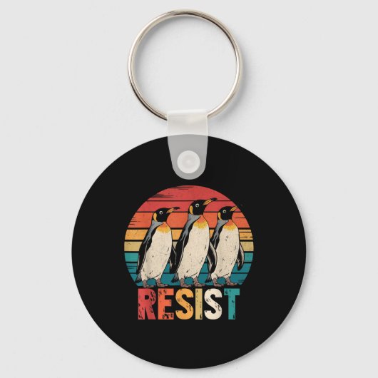 ペンギンRe関税に抗議するペンギンに抵抗する キーホルダー (正面)