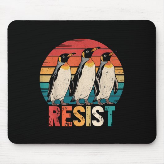 ペンギンRe関税に抗議するペンギンに抵抗する マウスパッド (正面)