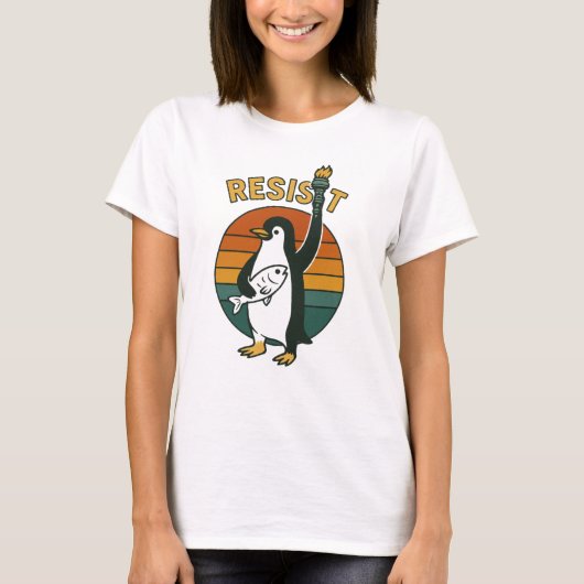 ペンギンRESISTシャツ、関税Teeに対するペンギン Tシャツ (正面)