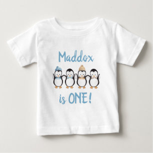 ペンギンTシャツ1歳誕生日Tシャパーソナライズされたツ ベビーTシャツ