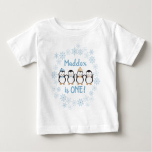 ペンギンTシャツ1歳誕生日Tシャパーソナライズされたツ ベビーTシャツ